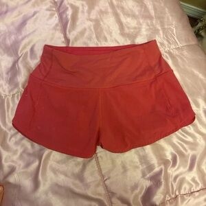 Women's Red Athletic Shorts - High Waist Performance